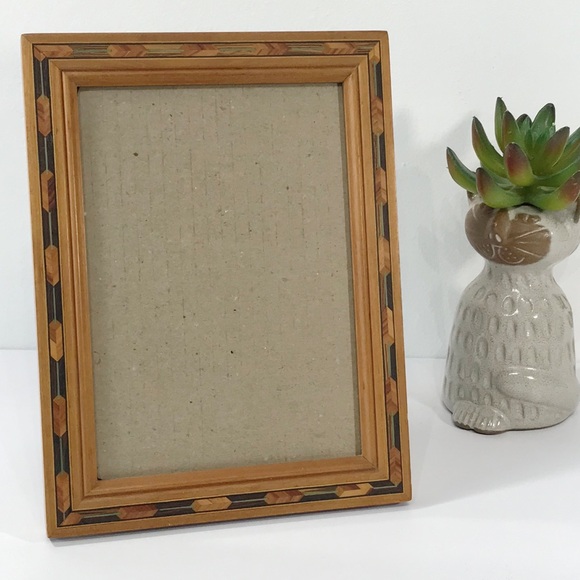 Vintage Fetco 5x7" Wooden Picture Frame with Decorative Inlay Dovetail Joint - Picture 1 of 15